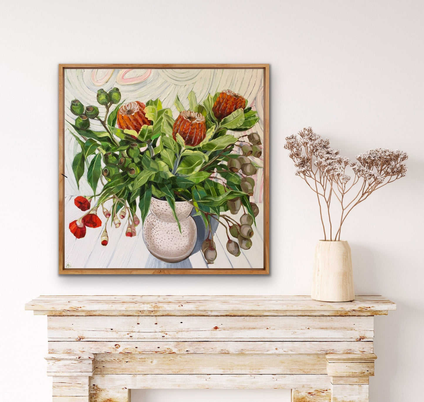 Waratah Banksia on White - Eucalyptus walking