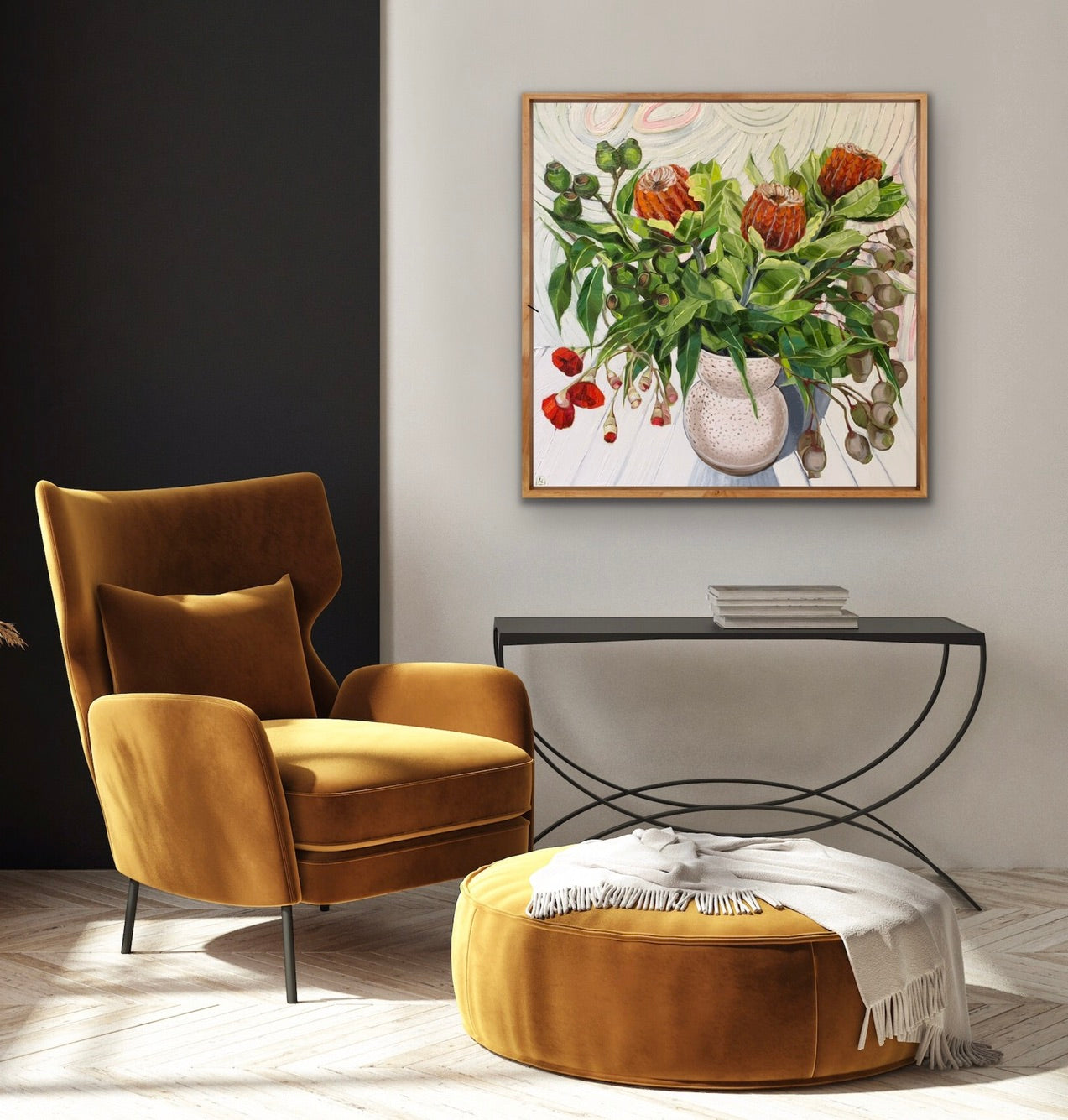 Waratah Banksia on White - Eucalyptus walking