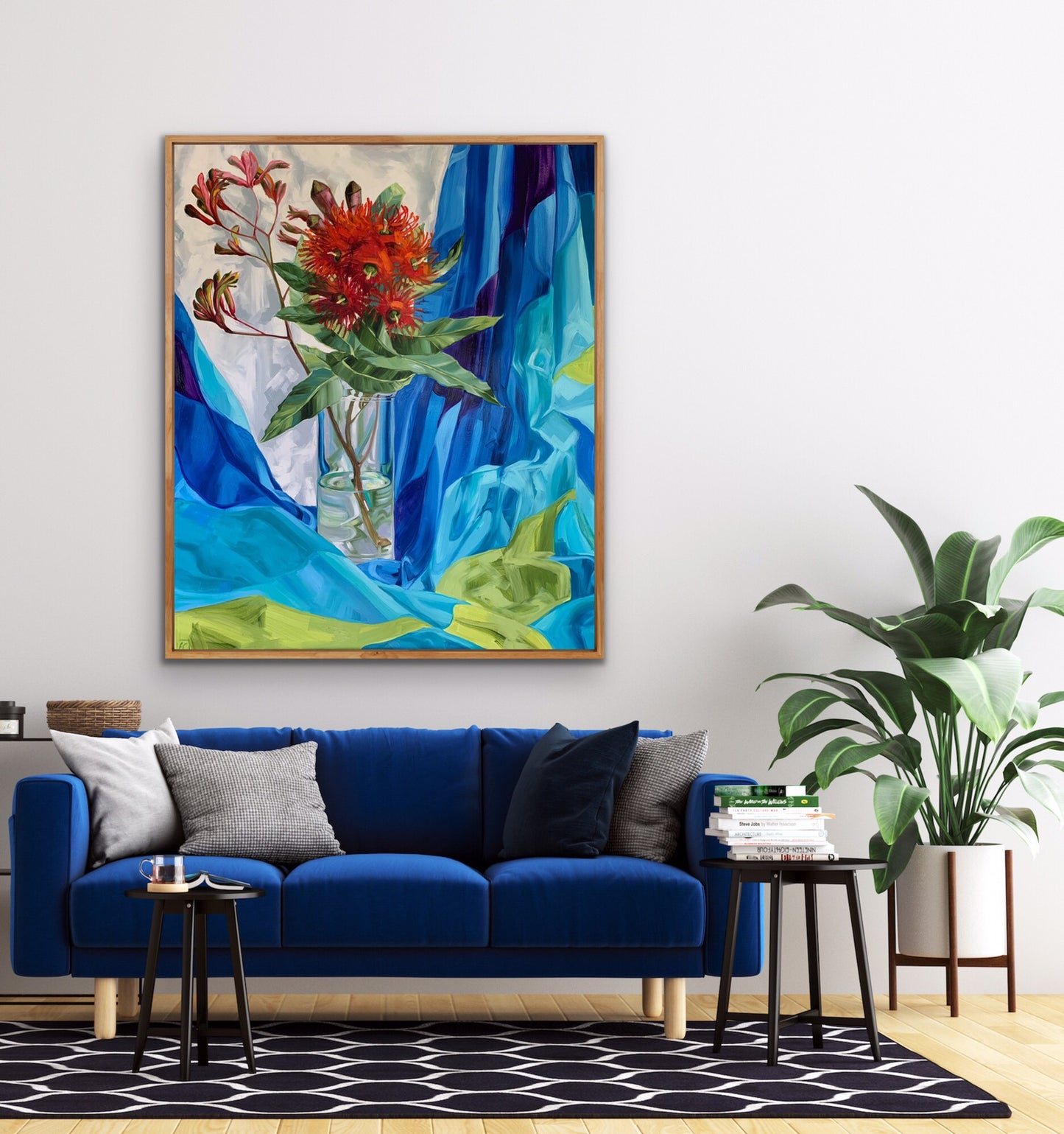 Red Blossom on Blue - Study