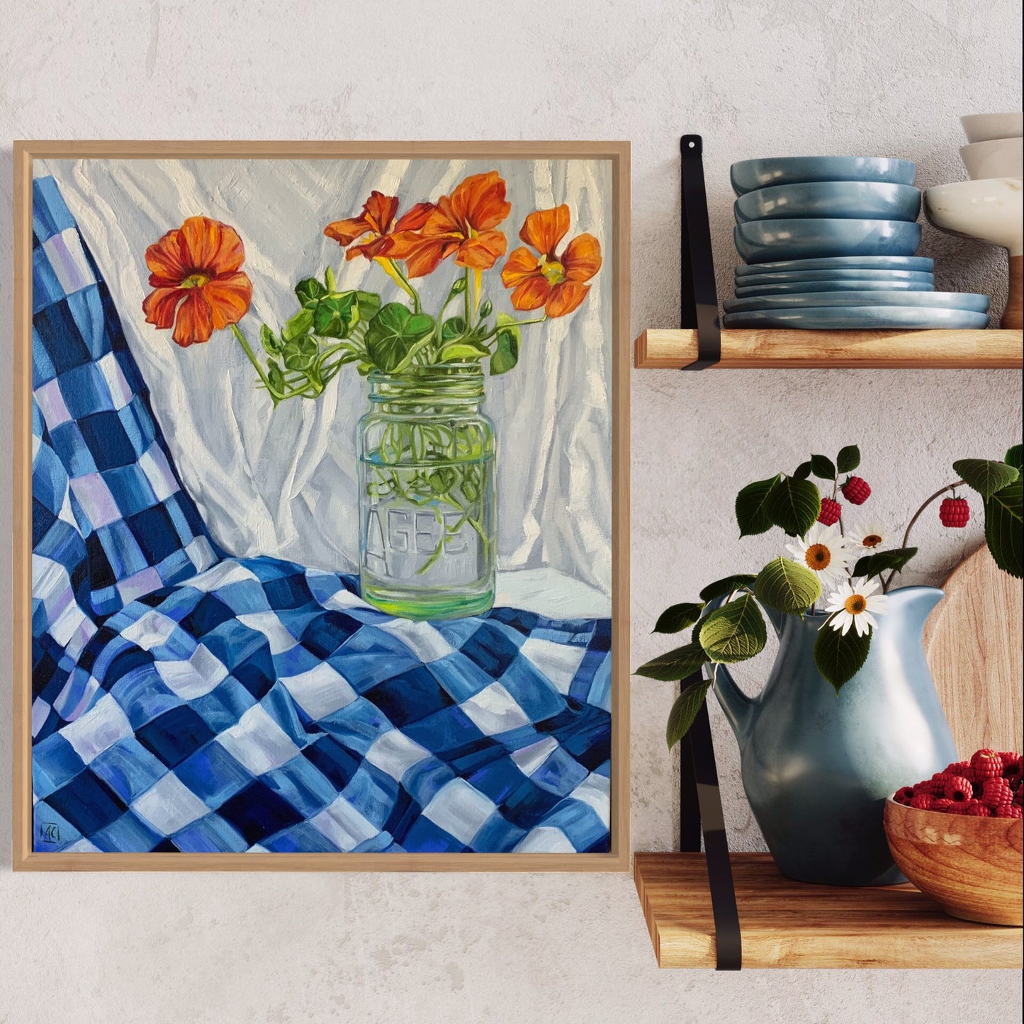 Vintage Agee Jar and Nasturtiums