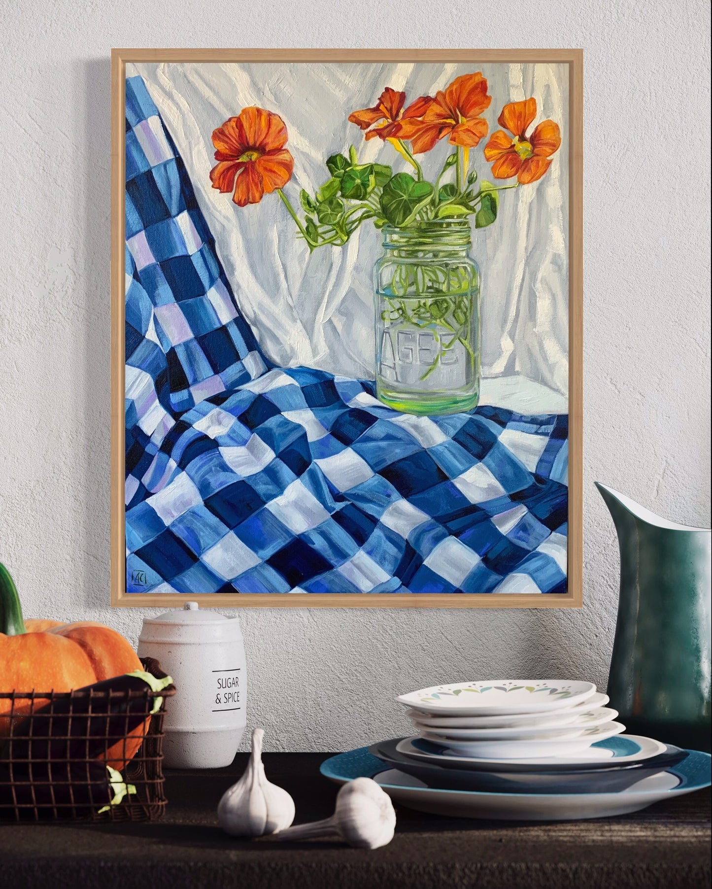 Vintage Agee Jar and Nasturtiums