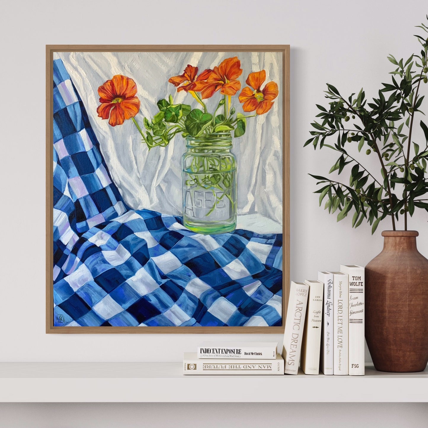 Vintage Agee Jar and Nasturtiums