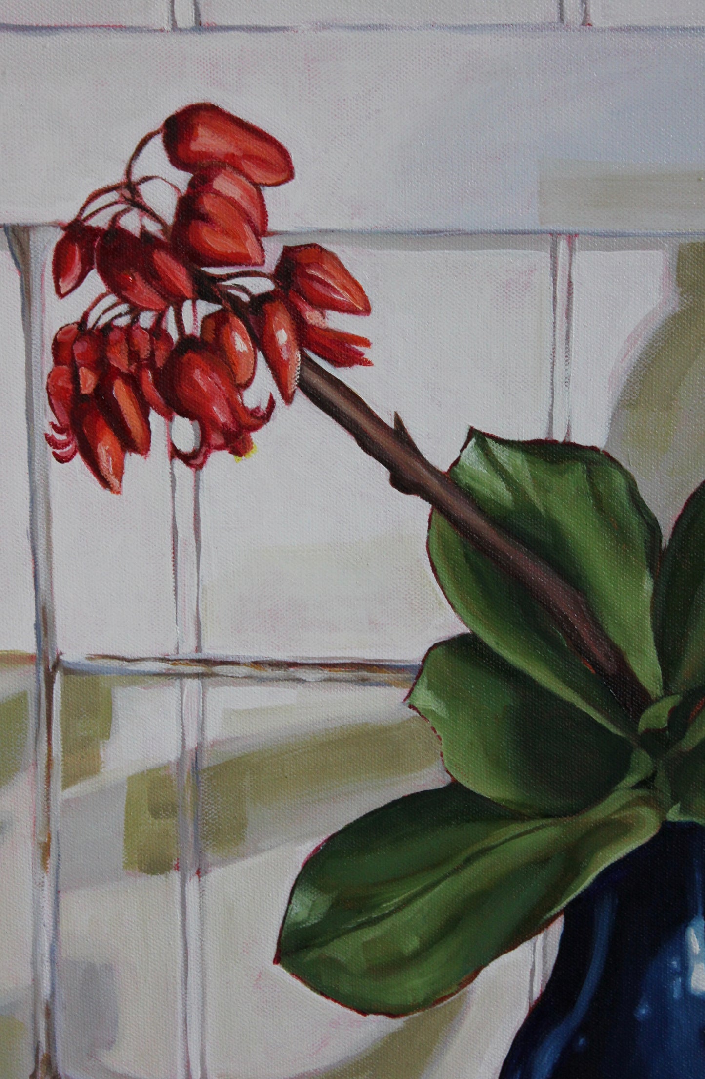 Blue Retro Vase & Succulent