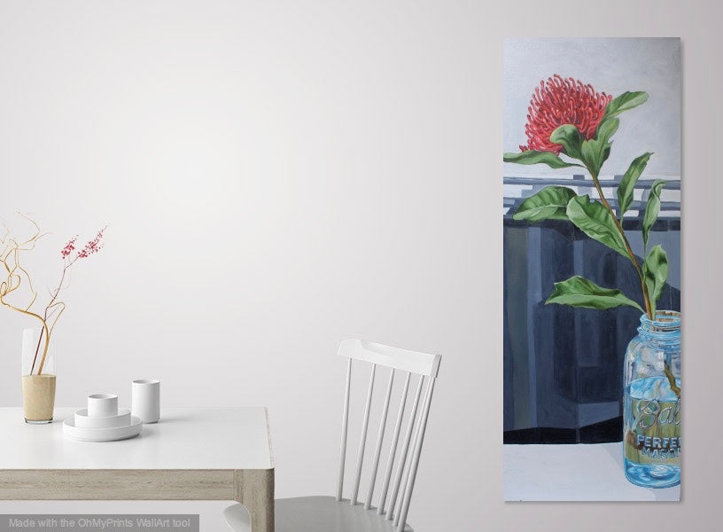 Waratah & Ball Jar - Original oil painting
