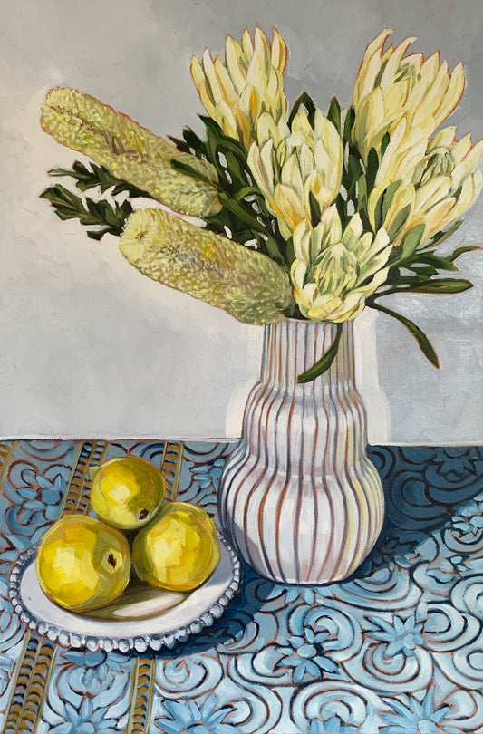 White protea and lemons