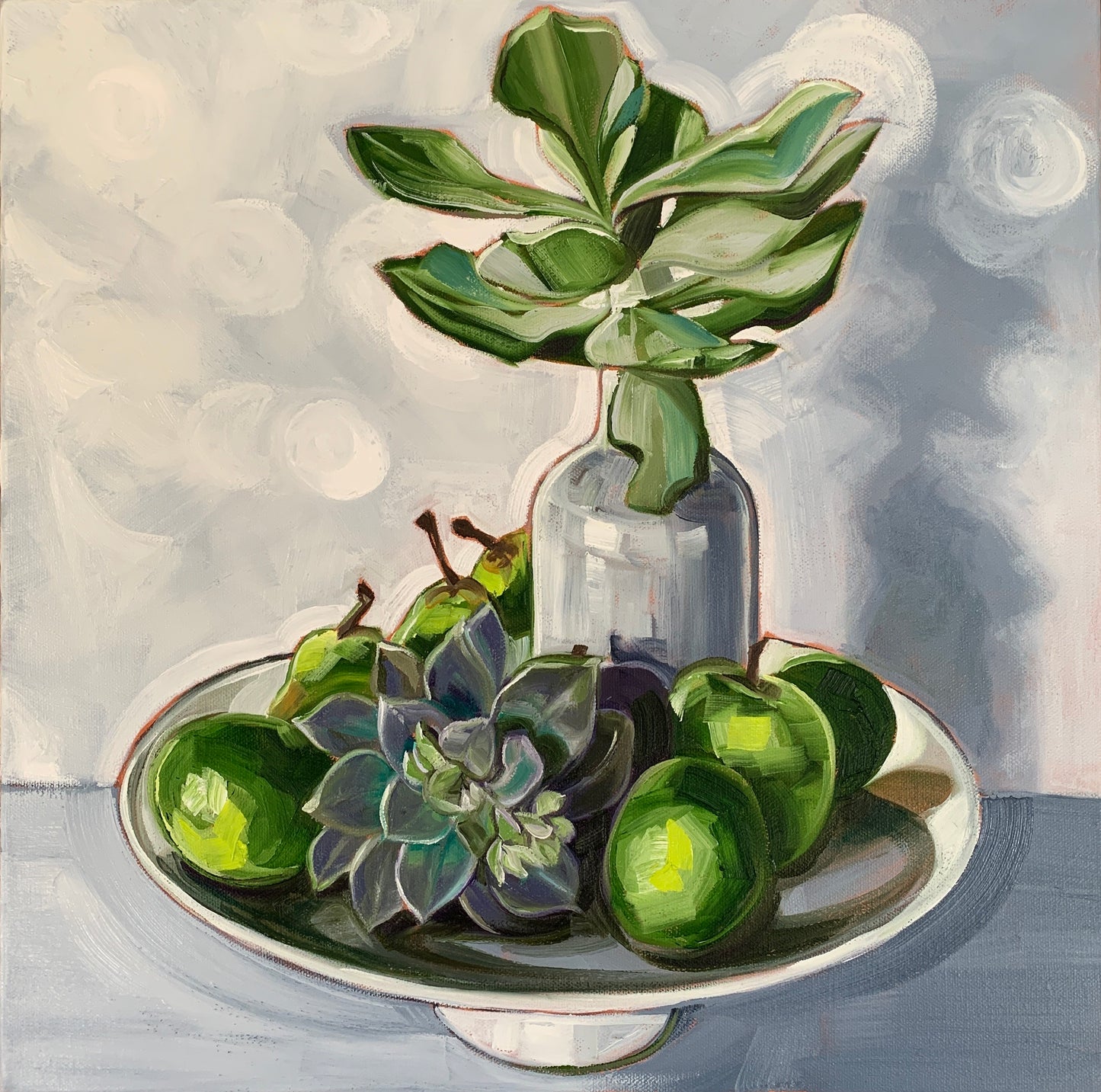 Succulent and bowl with fruit