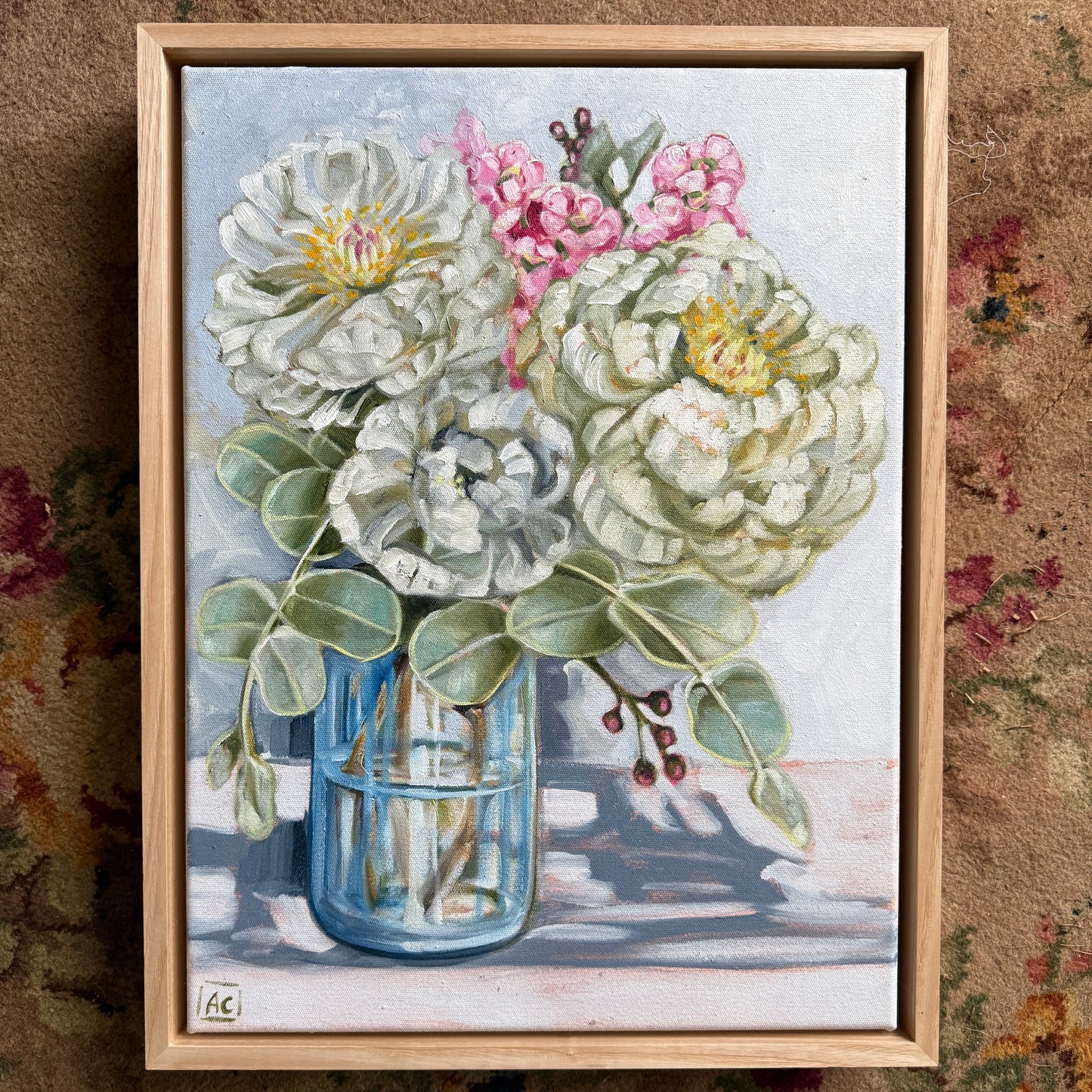 Peonies and wax flower