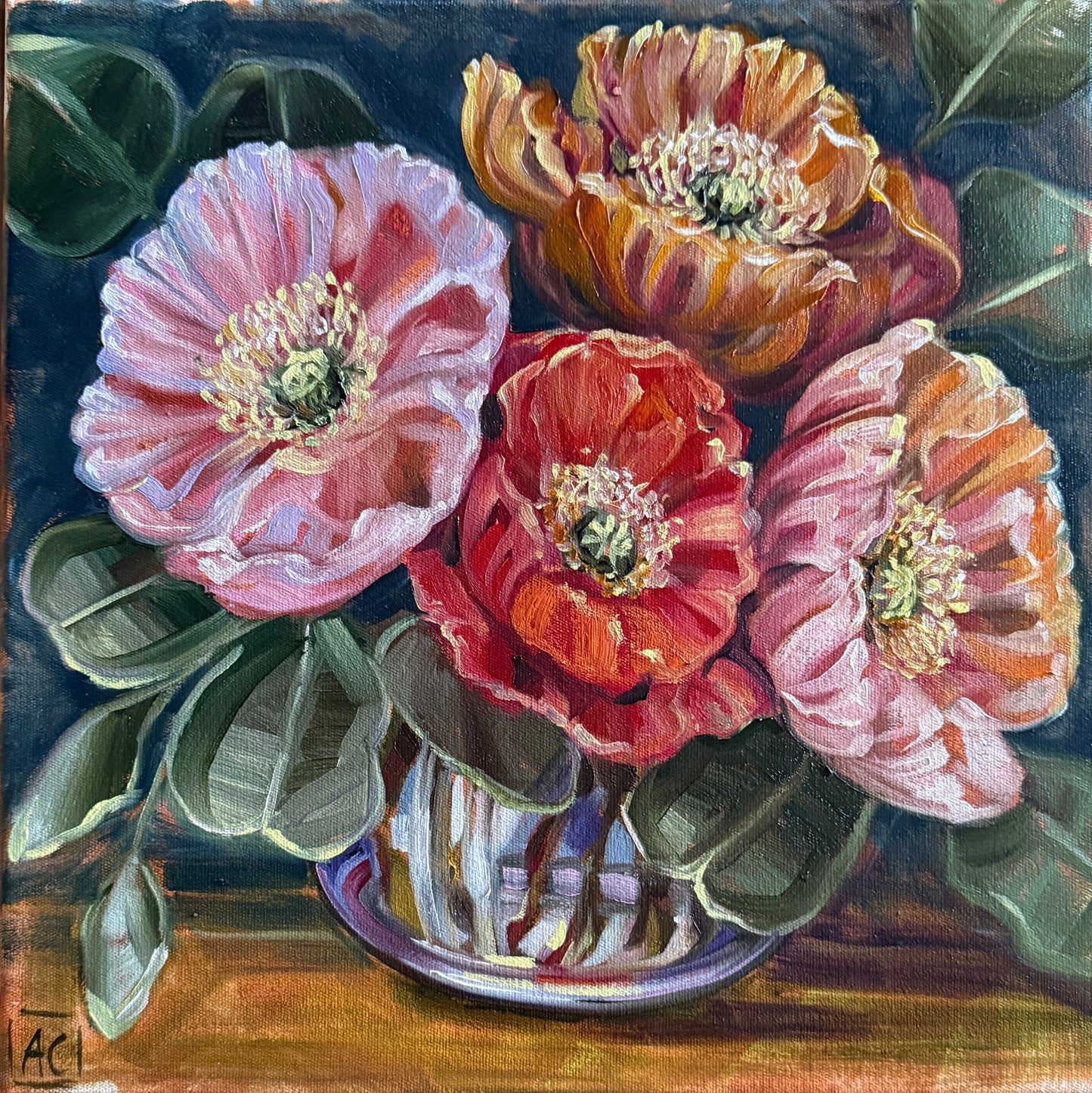 Poppies in glass - peace