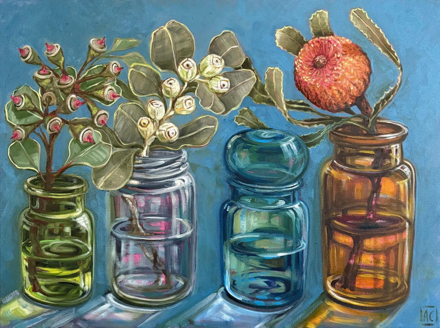Belgian bubble jars and Banksia