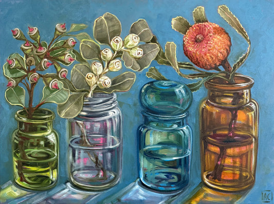 Belgian bubble jars and Banksia
