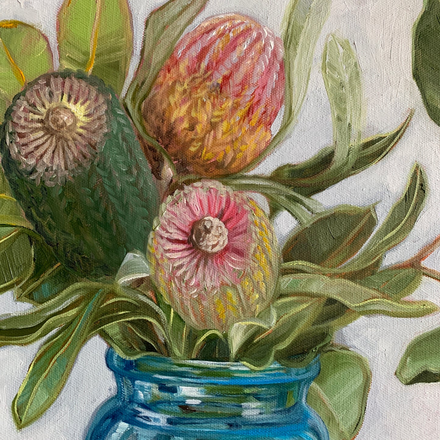 Three Banksias in blue