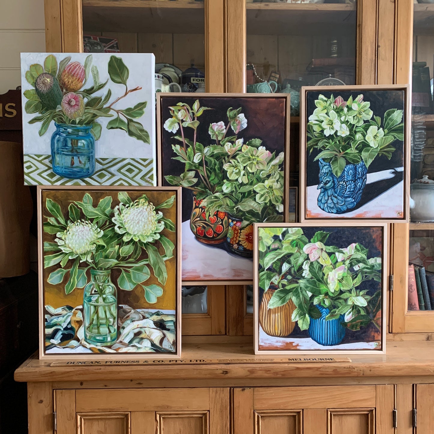 Three Banksias in blue