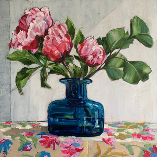 Peonies with Gum Leaf
