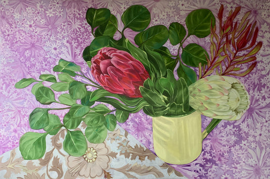 Proteas, Daisies and the enamel Jug