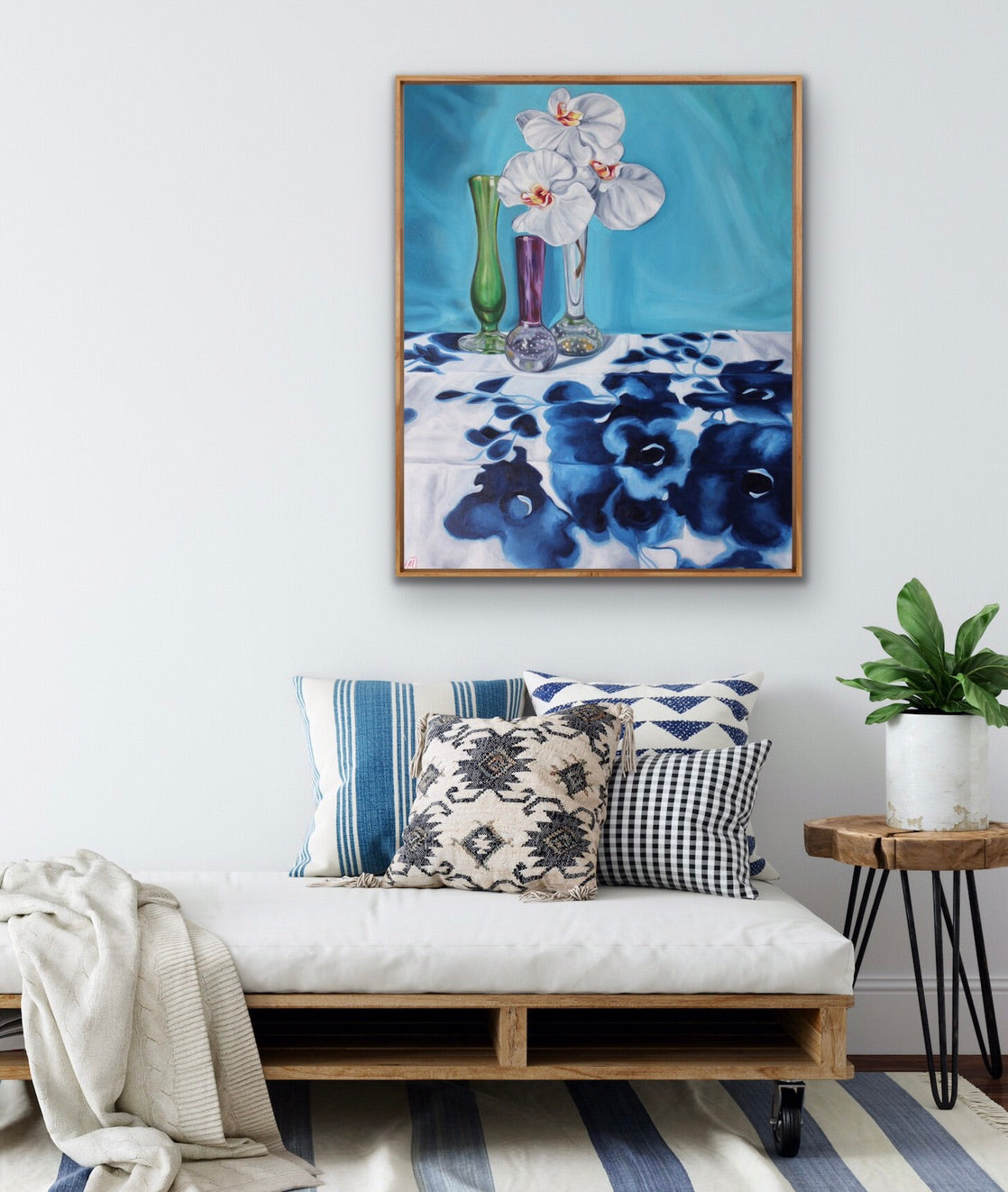 1950's Art Glass and Blue Swapcard Orchids - GICLEE PRINT