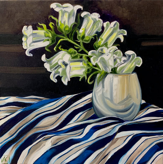 White Bell Flower and Studio Stripes