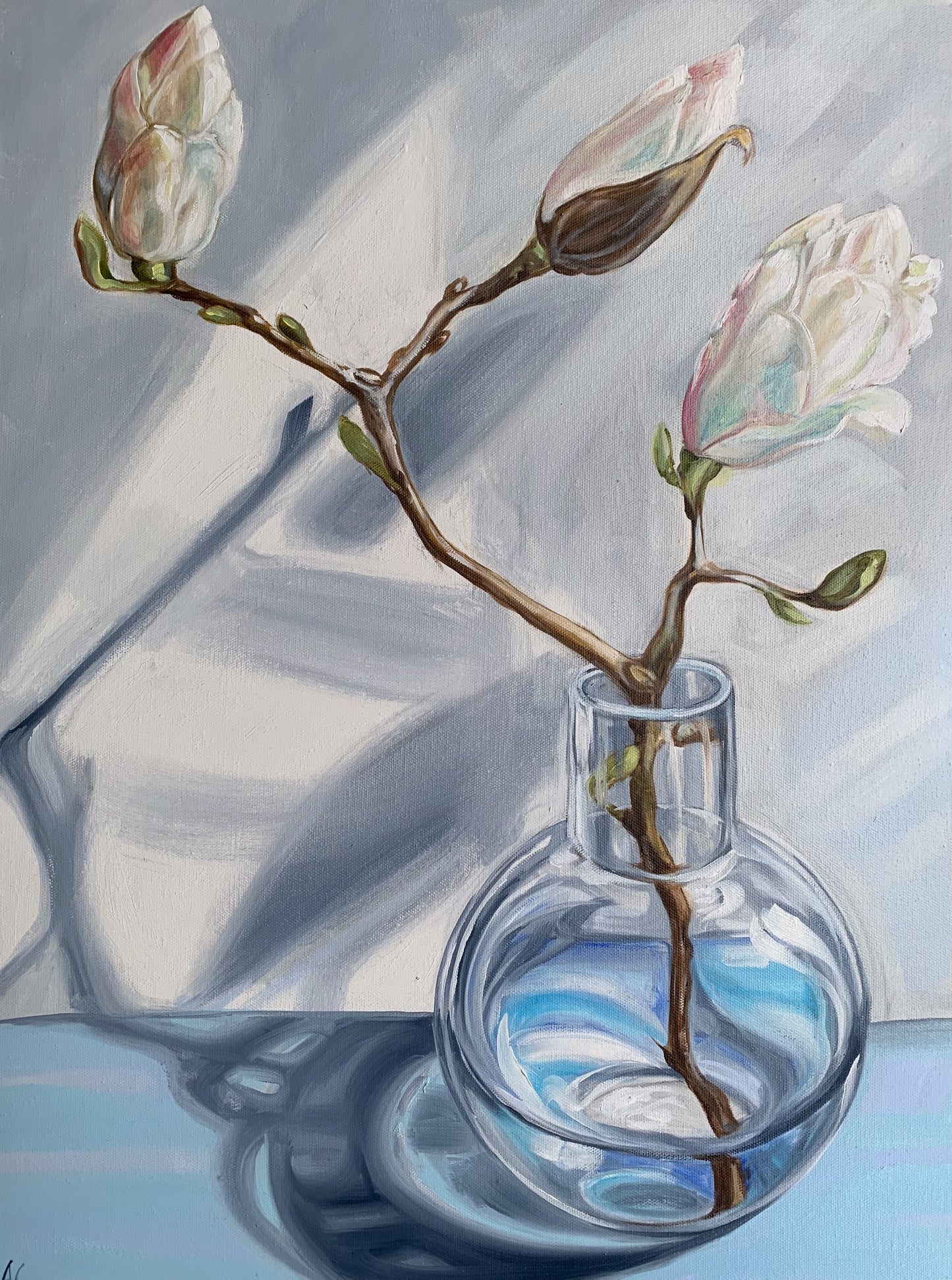 White Scented Magnolia and the Round Vase