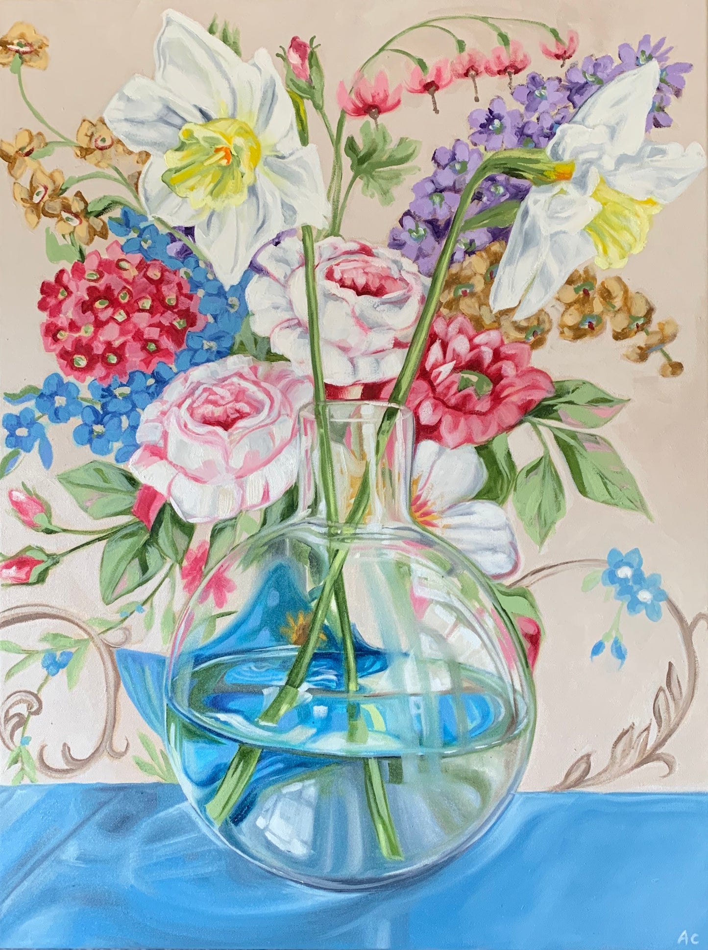 Sanderson Bouquet and the Round glass vase