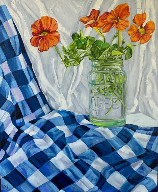 Vintage Agee Jar and Nasturtiums