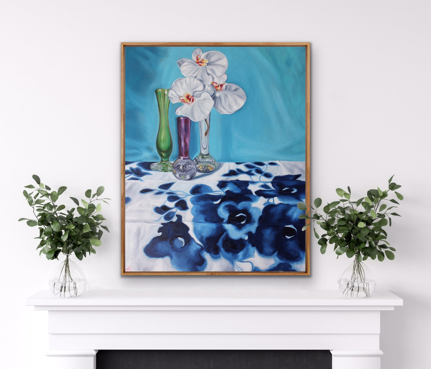 1950's Art Glass and Blue Swapcard Orchids - GICLEE PRINT