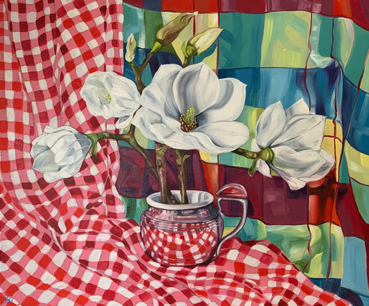 Gingham Magnolia Reflections